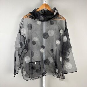 Heydari Sheer Layering Top Womens Small Black Silver Polka Dot Mesh Artsy NWT